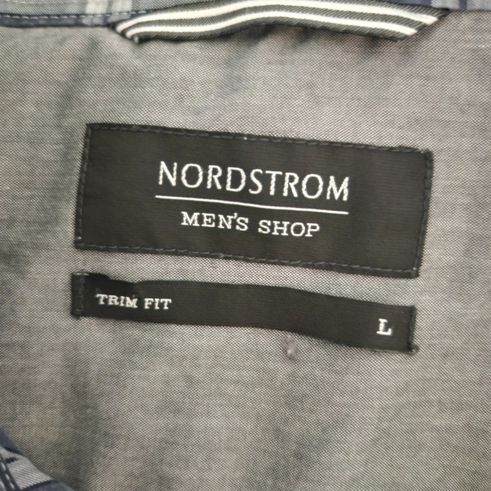 Nordstrom Mens Shop Trim Fit Black Watch Plaid Wrinkle Free Cotton Shirt Size L - Picture 3 of 4